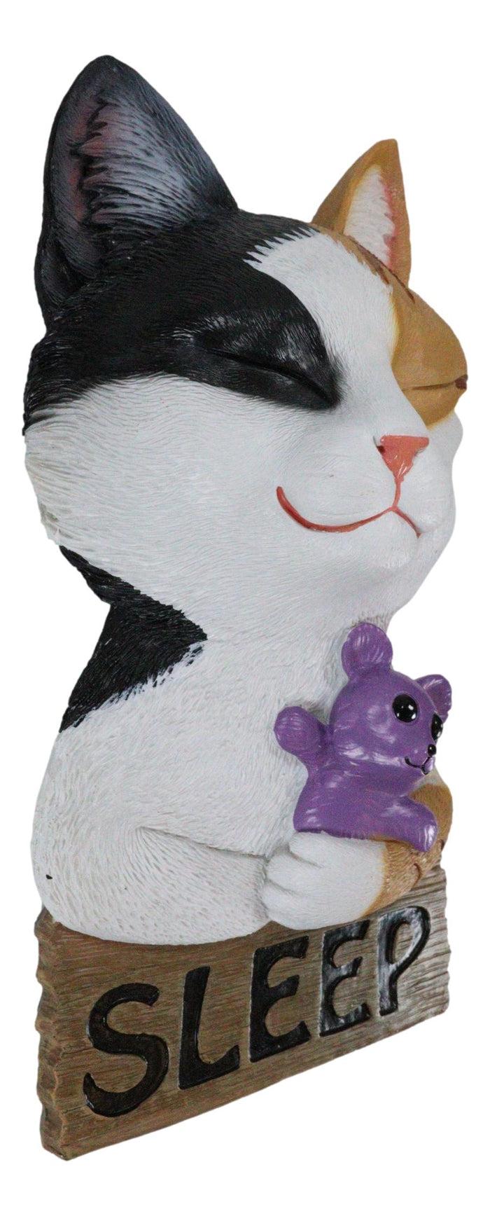 Whimsical Crazy For Cats Feline Kitty Calico Cat Sleep Door Or Wall Hanging Sign