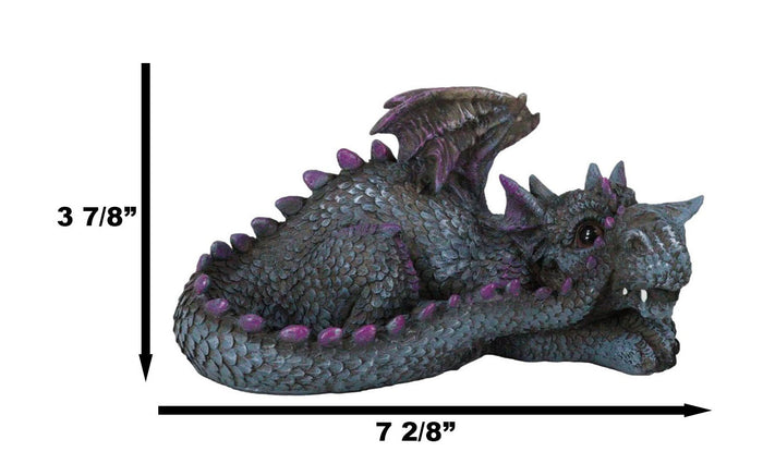 Whimsical Fantasy Purple Shy Garden Dragon Hatchling Hiding Behind Tail Figurine