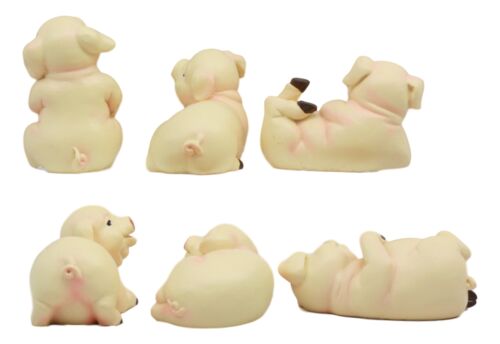 Whimsical Farm Baby Porky Pig Piggies Set Of 6 Figurines 3"H Small Statues Decor