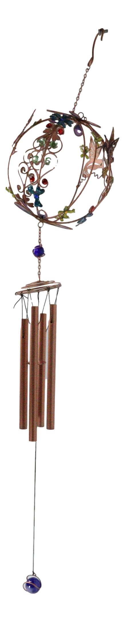 Whimsical Hummingbirds By Enchanted Globe Floral Garden Copper Wind Chime