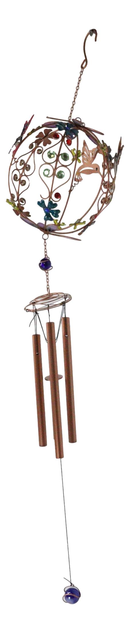 Whimsical Hummingbirds By Enchanted Globe Floral Garden Copper Wind Chime