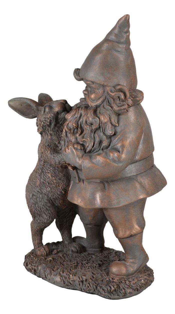 Whimsical Mr Gnome Dancing With Hare Rabbit Fairy Garden Figurine Decor Accent