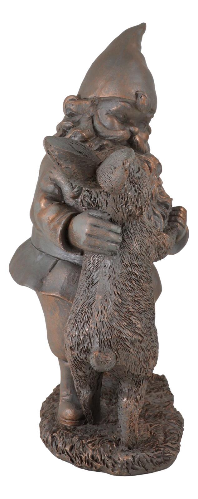 Whimsical Mr Gnome Dancing With Hare Rabbit Fairy Garden Figurine Decor Accent