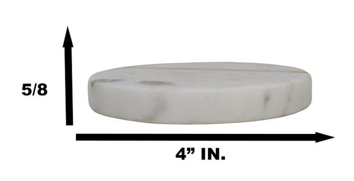 White Banswara Marble With Gold Metal Striped Inlay Accent 4 Piece Coaster Set