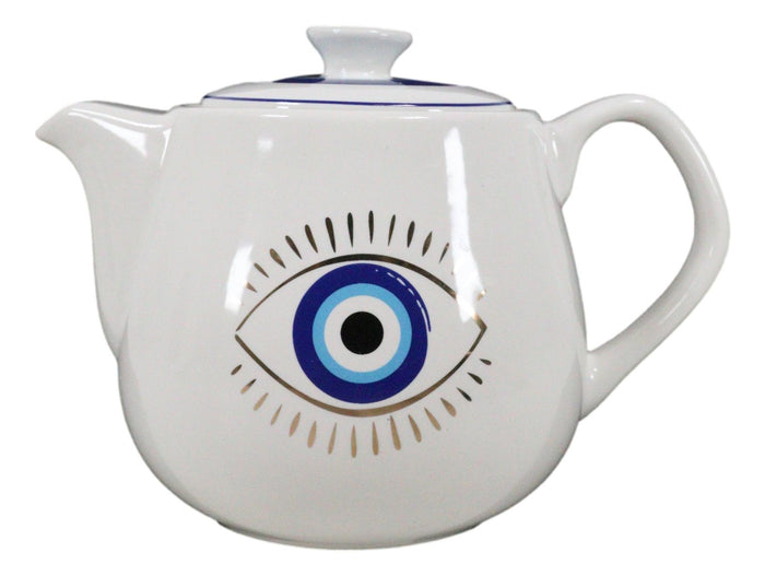 White Gothic Alchemy Porcelain Wicca Evil Eye Of Providence Protection Tea Pot