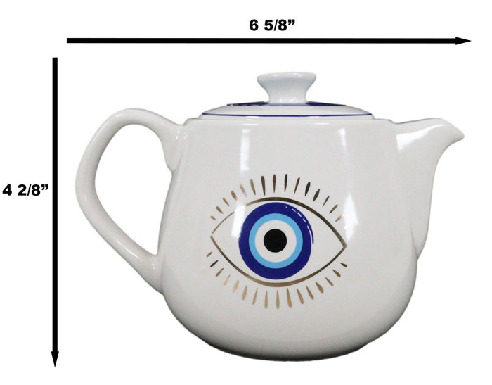 White Gothic Alchemy Porcelain Wicca Evil Eye Of Providence Protection Tea Pot