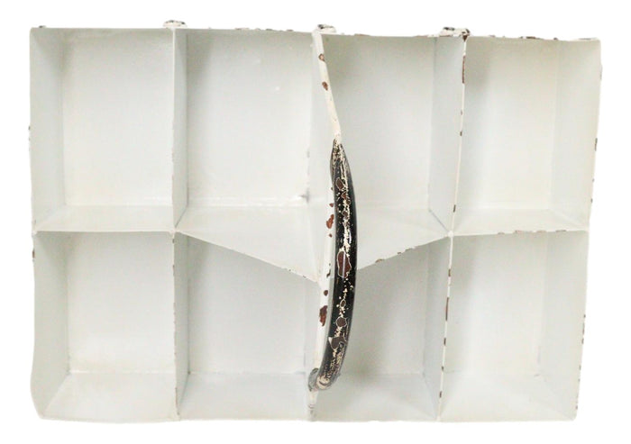 White Vintage Distressed Metal 8 Divided Section Seeding Tray Planter Pot 14"L