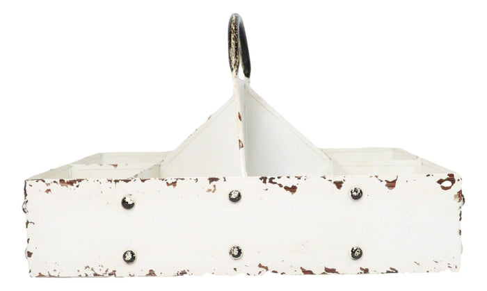 White Vintage Distressed Metal 8 Divided Section Seeding Tray Planter Pot 14"L