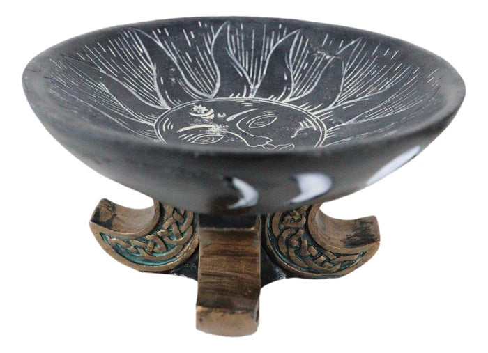 Wicca Astrology Celestial Sun God And Triple Moon Decorative Bowl Figurine