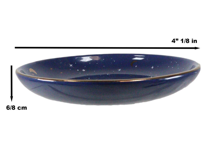 Wicca Astrology Constellation Blue Crescent Moon And Stars Trinket Jewelry Dish