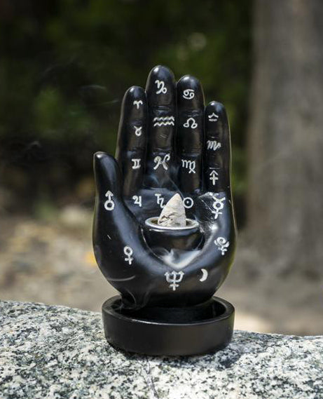 Wicca Black Fortune Teller Chirology Palmistry Hand Palm Backflow Incense Burner