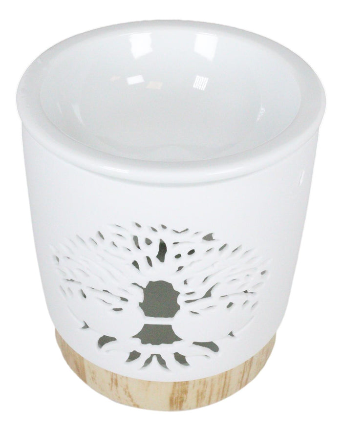 Wicca Celtic Tree Of Life Filigree Cutout Ceramic Votive Candle Oil Tart Warmer