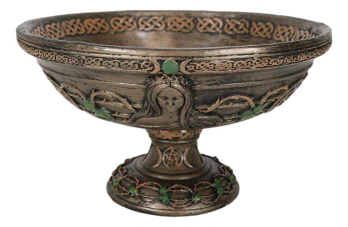 Wicca Celtic Triune Symbol Triple Moon Goddess Mother Maiden Crone Offering Bowl