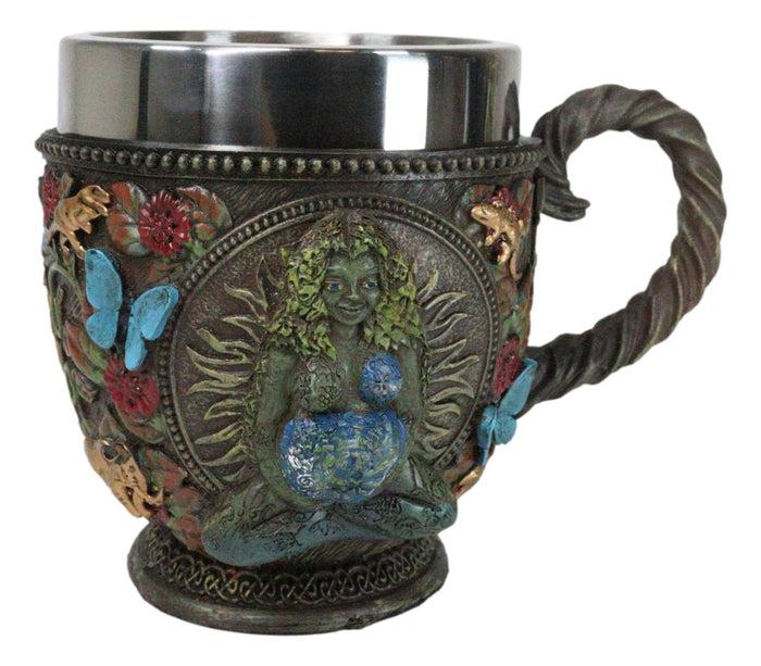 Wicca Green Mother Earth Goddess Millennial Gaia With Flora And Fauna Teacup Mug