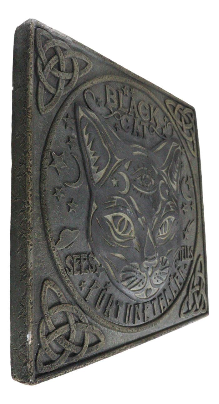 Wicca Halloween Black Cat Sees And Tells Fortune Teller Resin Stepping Stone