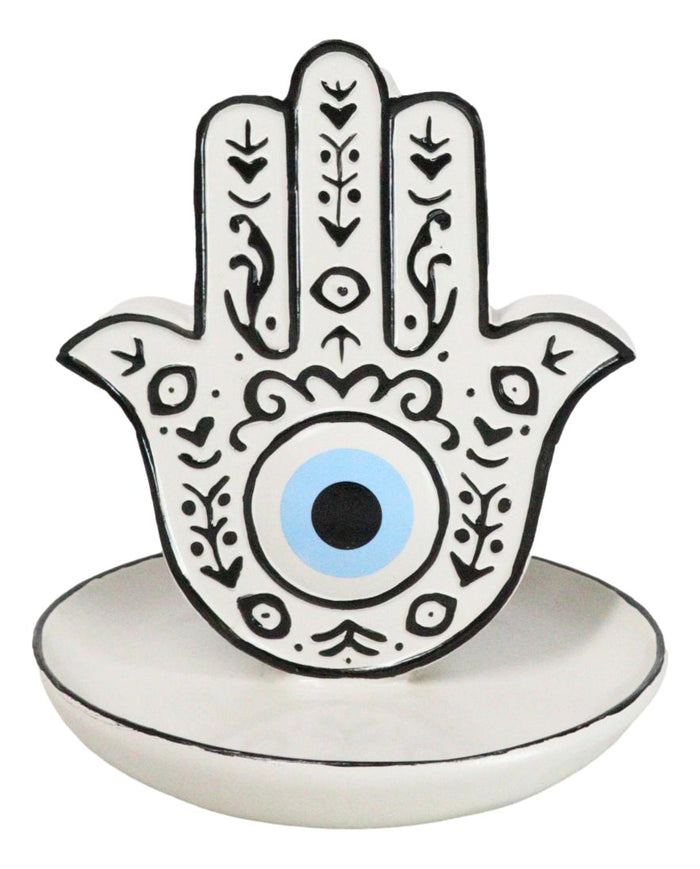 Wicca Hand Of God Hamsa Palm Evil Eye Ceramic Backflow Incense Holder Figurine