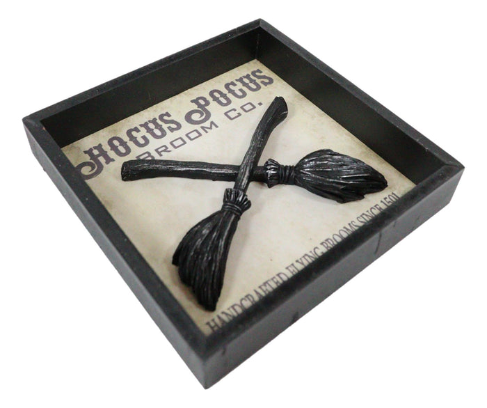 Wicca Hocus Pocus Broom Co Crossed Flying Brooms Wall Decor Plaque Picture Frame