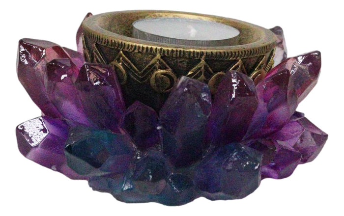 Wicca Mystic Crystals Phases Of The Moon Lotus Flower Dish Votive Candleholder