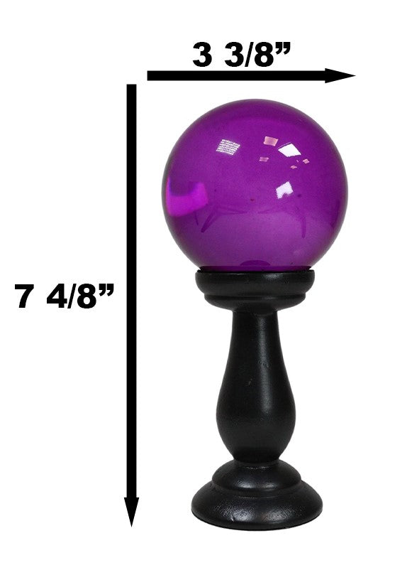 Wicca Occult Witchcraft Witch Black Crystal Glass Gazing Ball On Stand Decor