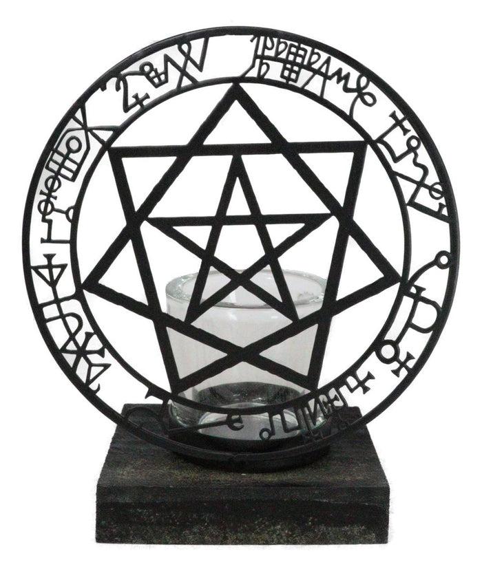 Wicca Occultic Angels And Demons Sacred Mystic Sigils Metal Votive Candle Holder