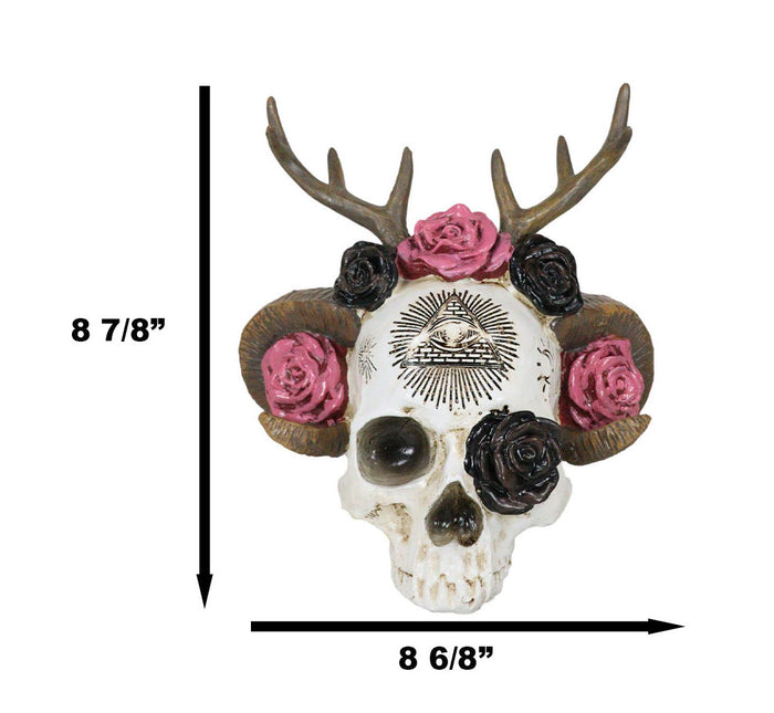 Wicca Pagan Horned God Ram Moon Goddess Antler All Seeing Eye Skull Figurine