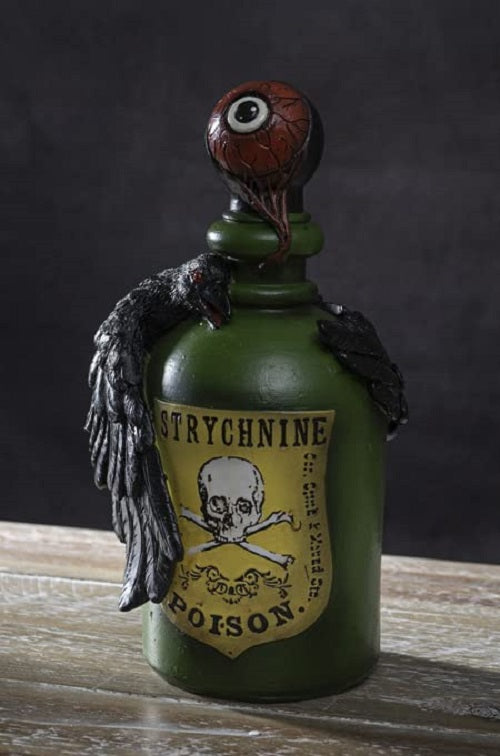 Wicca Paranormal Raven Crow With Eyeball Faux Poison Potion Bottle Prop Decor
