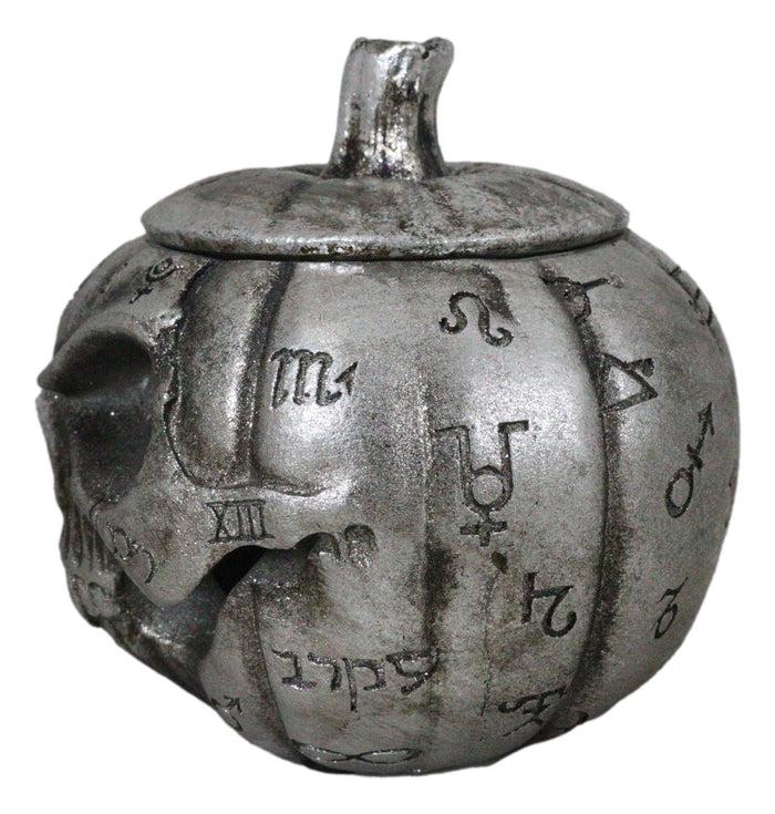 Wicca Pentagram Alchemical Symbols Pumpkin Skull Cauldron Pot Decorative Box