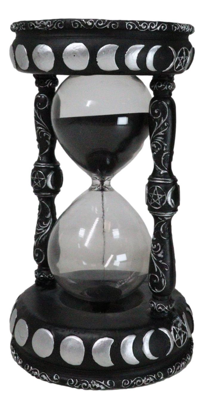 Wicca Phases Of The Moon Pentagram Black Cat Invertible Glass Mystic Sand Timer