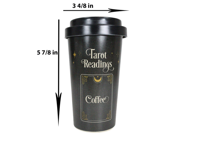 Wicca Psychic Tarot Readings Coffee Card Bamboo Travel Mug Cup W/ Lid And Sleeve