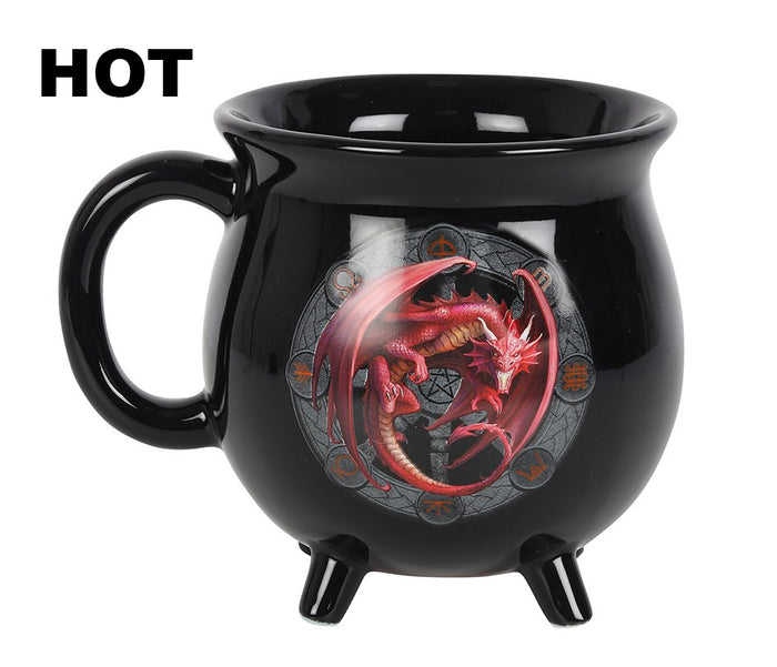 Wicca Sabbats Wheel Of The Year Lammas Dragon Heat Color Changing Cauldron Mug