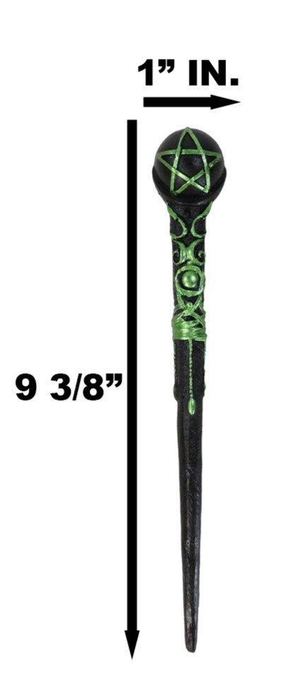 Wicca Shadowsong Pentagram Green Shaman Cosplay Magic Wand 9.5" Accessory Prop