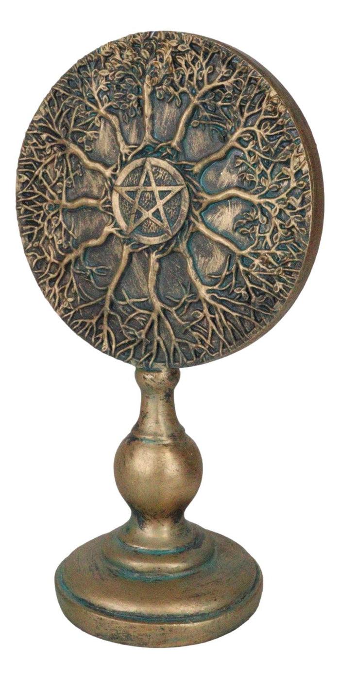 Wicca Spring Summer Fall Winter Trees Wheel Of Life With Pentagram Figurine