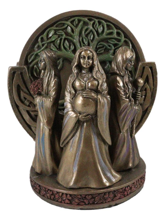 Wicca Triple Goddess Mother Maiden Crone Holder With Tree Of Life Coaster Set