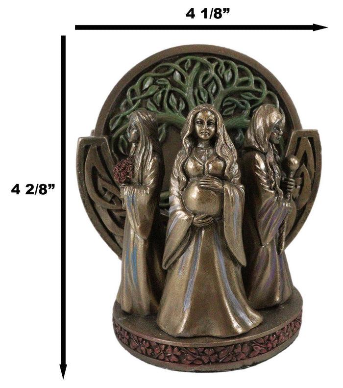 Wicca Triple Goddess Mother Maiden Crone Holder With Tree Of Life Coaster Set