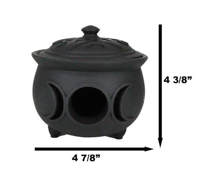 Wicca Triple Moon Goddess Cutout Cauldron Pot For Trinkets Crystals Holder