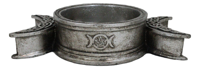 Wicca Triple Moon With Pentagram Circle Celtic Knotwork Crystals Or Candle Holder