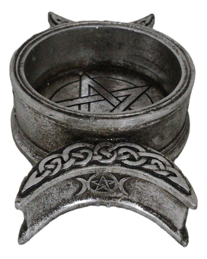 Wicca Triple Moon With Pentagram Circle Celtic Knotwork Crystals Or Candle Holder