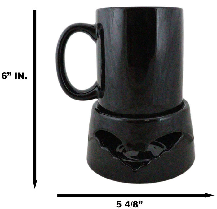 Wicca Vampire Bat Black Cup With Candle Holder Mug Warmer Shadow Caster Set