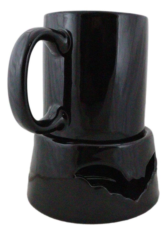 Wicca Vampire Bat Black Cup With Candle Holder Mug Warmer Shadow Caster Set