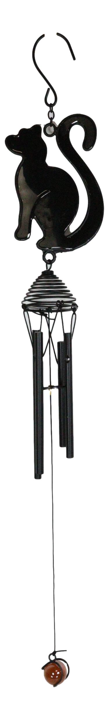 Wicca Witchcraft Black Cat Shadow Profile Stained Glass Wind Chime Suncatcher