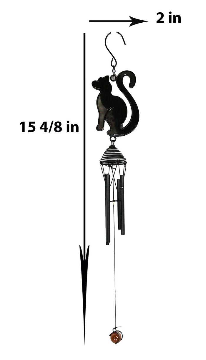 Wicca Witchcraft Black Cat Shadow Profile Stained Glass Wind Chime Suncatcher
