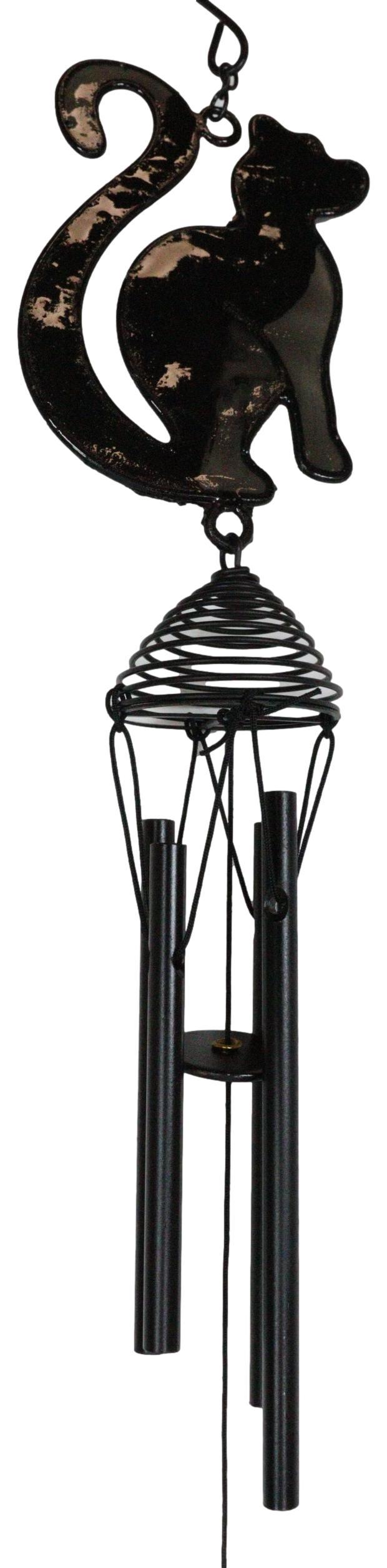 Wicca Witchcraft Black Cat Shadow Profile Stained Glass Wind Chime Suncatcher