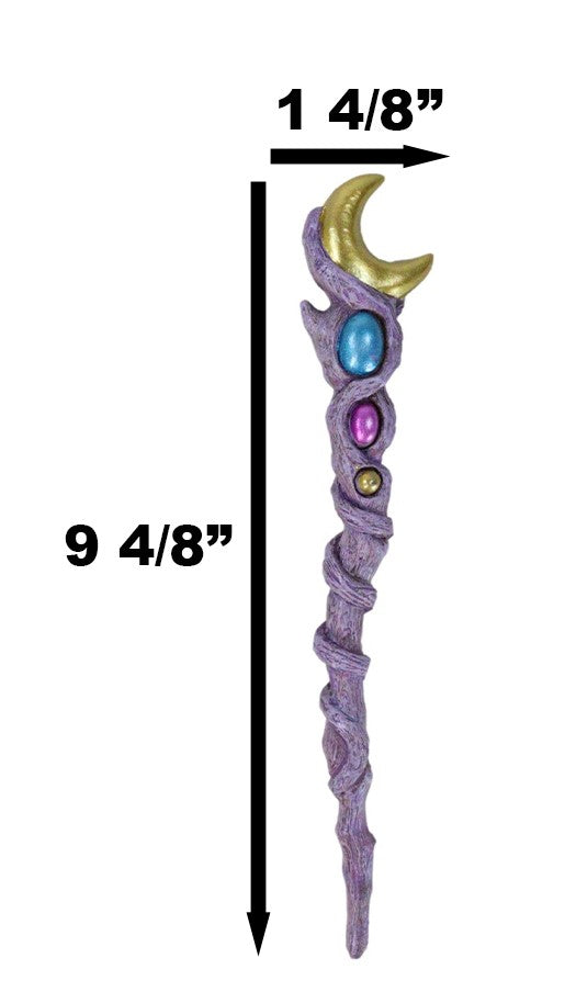 Wicca Witchcraft Celestial Moon Stone Cosplay Wand 9.5" Accessory Fantasy Decor