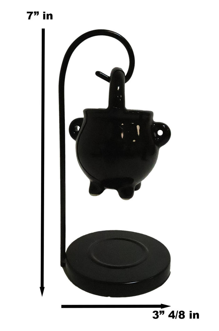 Wicca Witchcraft Hanging Ceramic Black Cauldron Essential Oil Burner Warmer