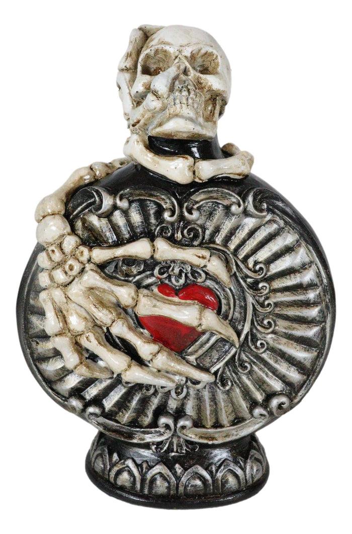 Wicca Witchcraft Skeleton Bones Skull With Red Heart Decorative Potion Bottle