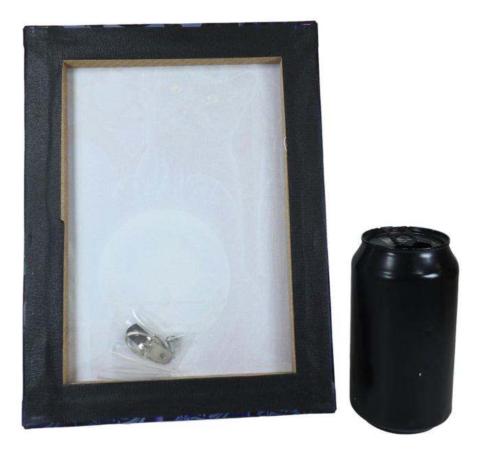Wicca Witches Apprentice Black Cat By Gazing Ball Wood Framed Canvas Wall Decor