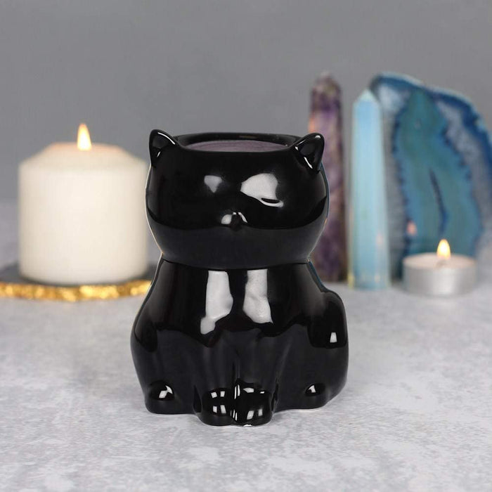 Wicca Witching Hour Feline Black Cat Kitten Essential Oil Warmer Candle Holder