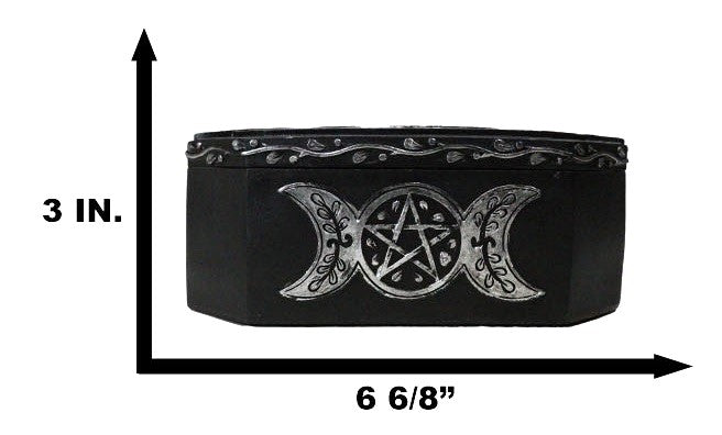 Wiccan Celestial Sacred Crescent Full Moon Triple Moons Decorative Trinket Box