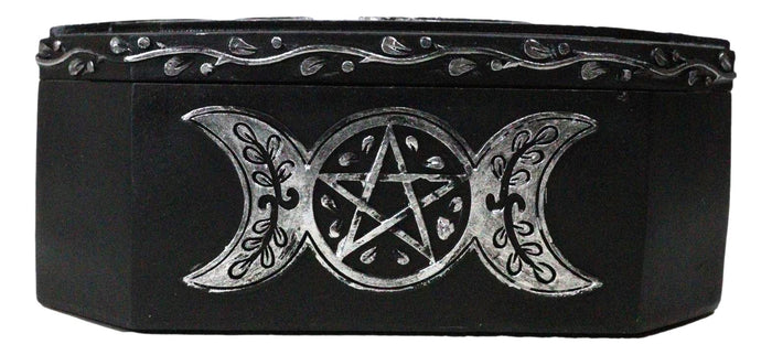 Wiccan Celestial Sacred Crescent Full Moon Triple Moons Decorative Trinket Box
