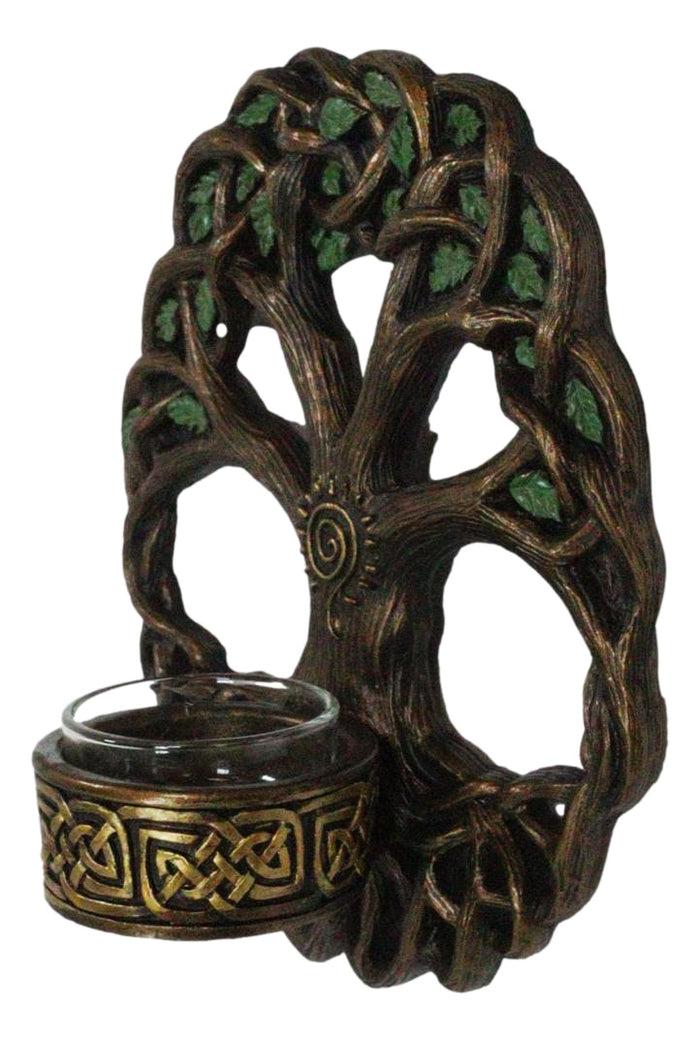 Wiccan Celtic Knotwork Tree Of Life Votive Candleholder Wall Sconce Plaque Decor